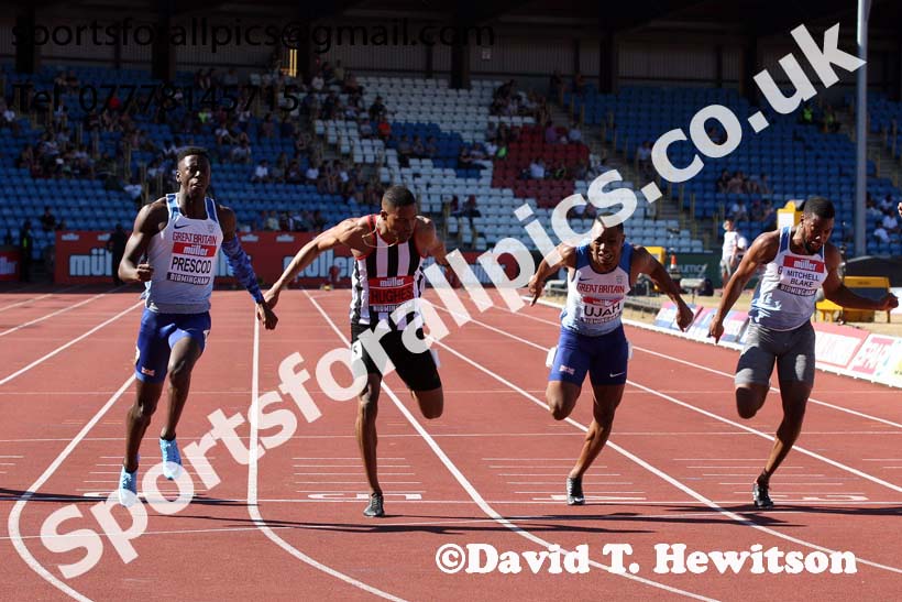Mens 100 metres, Muller British Championships, Alexander Stadium, Birmingham. Photo: David T. Hewitson/Sports for All Pics